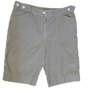 Jones New York Sport High Waist Black and White Striped Bermuda Shorts Size 8